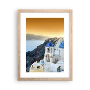 Poster in cornice rovere chiaro - Santorini: aggrappate alle rocce - 30x40 cm
