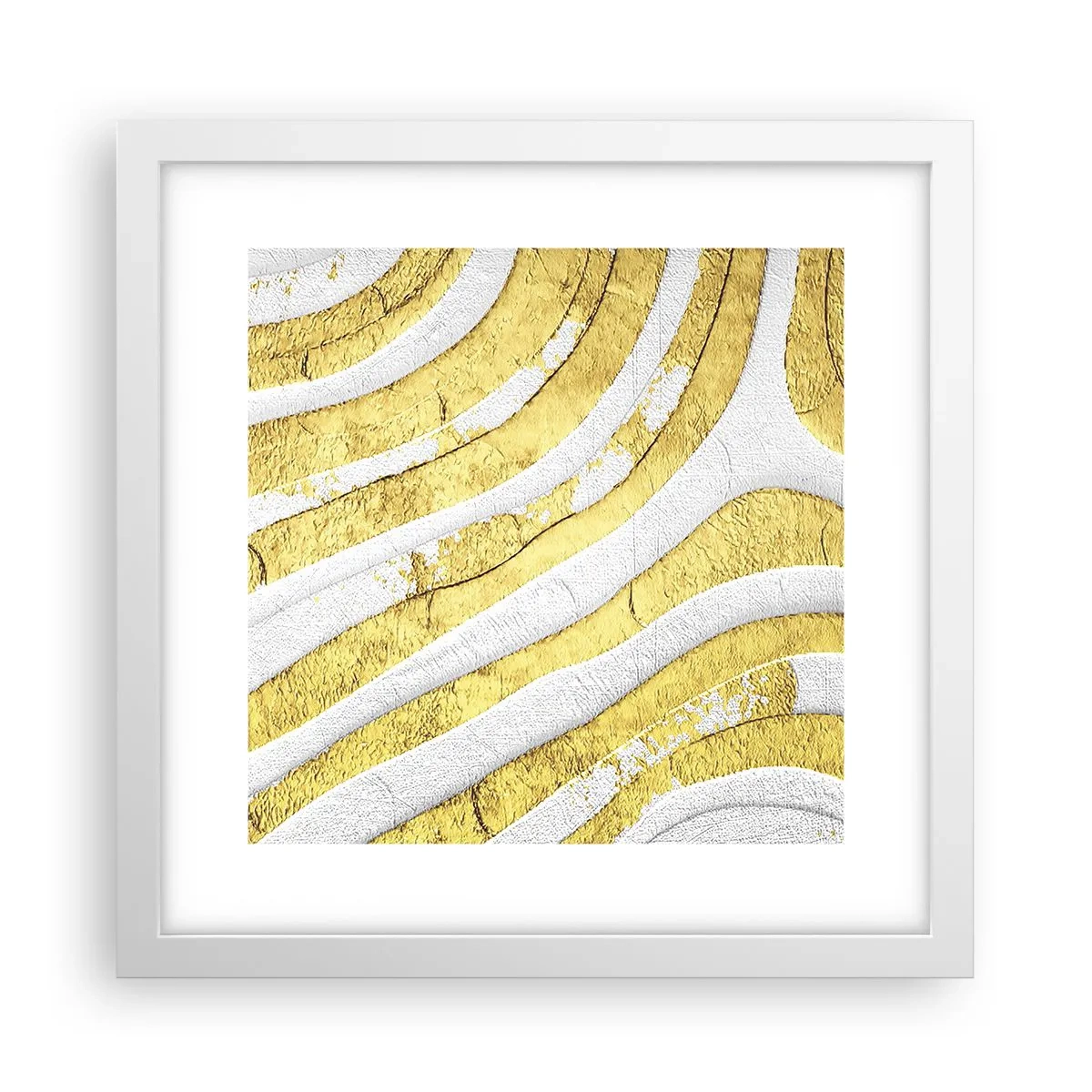 Poster in cornice bianca - Composizione in bianco e oro - 30x30 cm