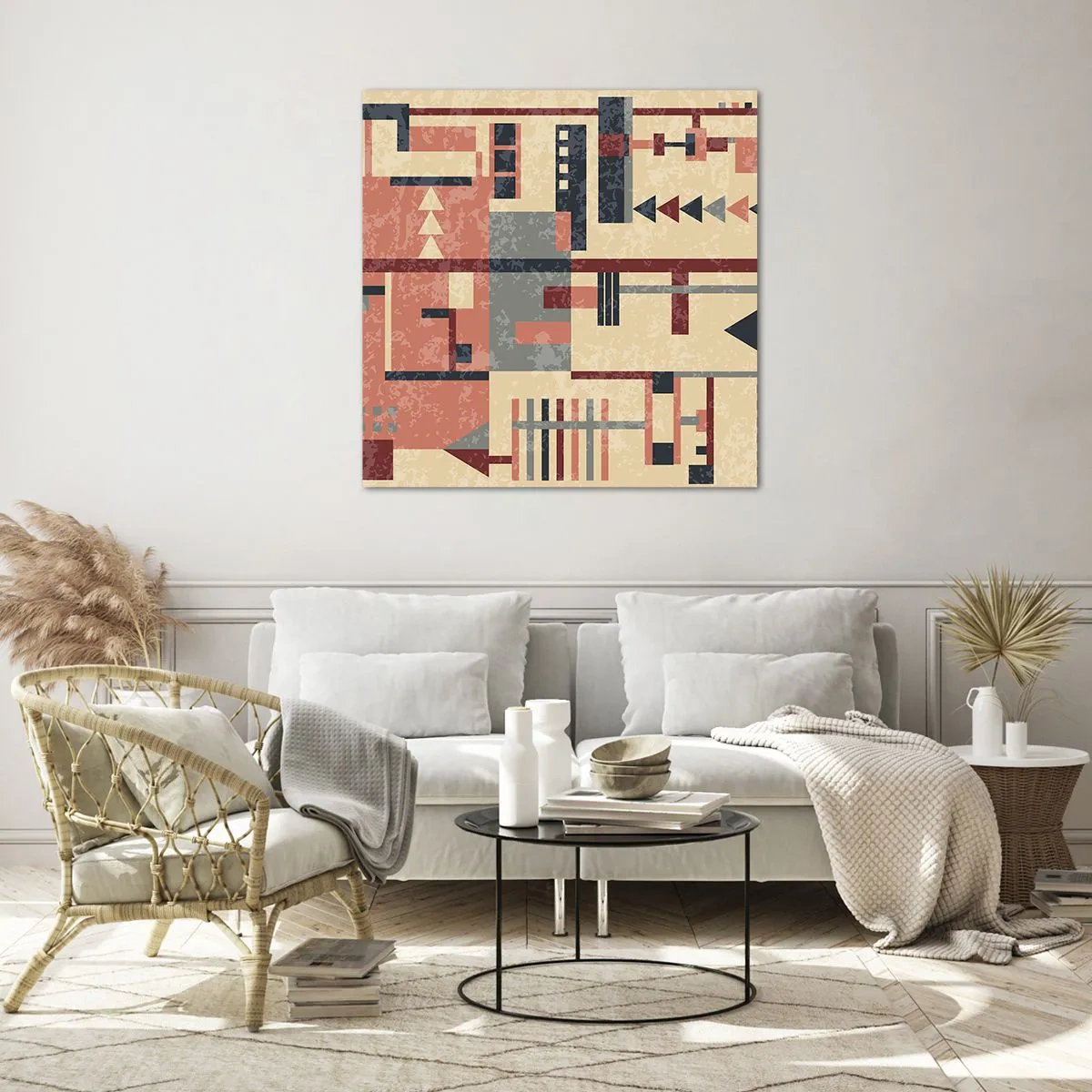 Quadro su vetro - Combinazione di orizzontali e verticali - 70x70 cm