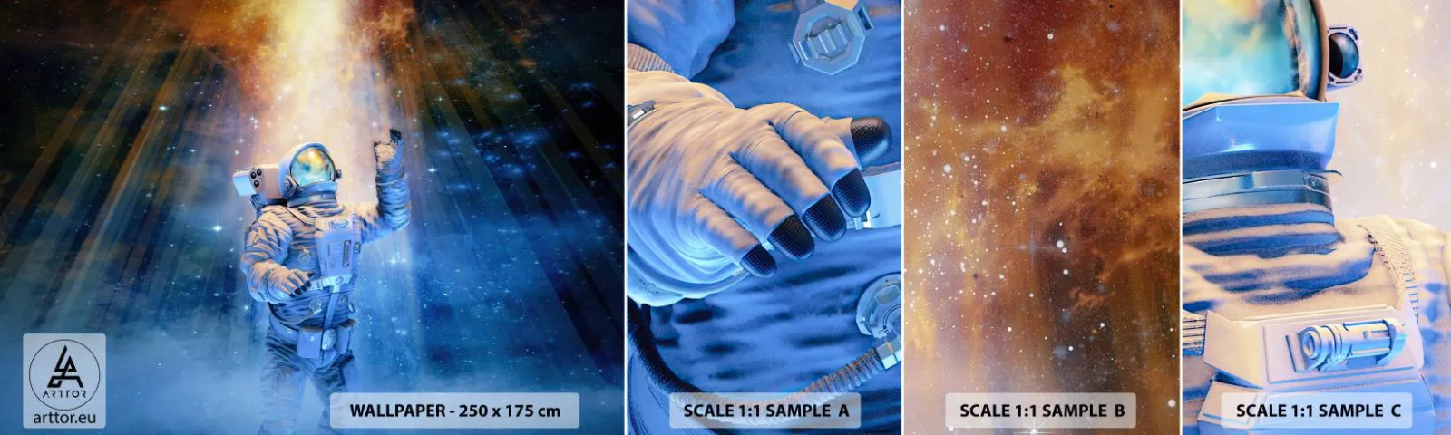 Campione di Fotomurale Adesivo Deluxe Sticker - Finalmente alla meta - Astrazione, Astronauta, Cosmo - 100x30 cm