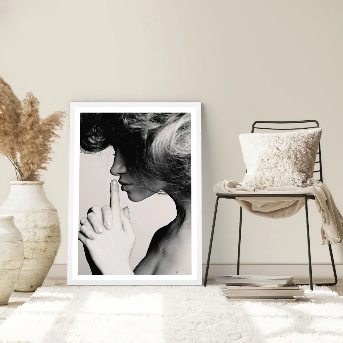 Poster in cornice bianca - Ascoltando se stessa - 70x100 cm