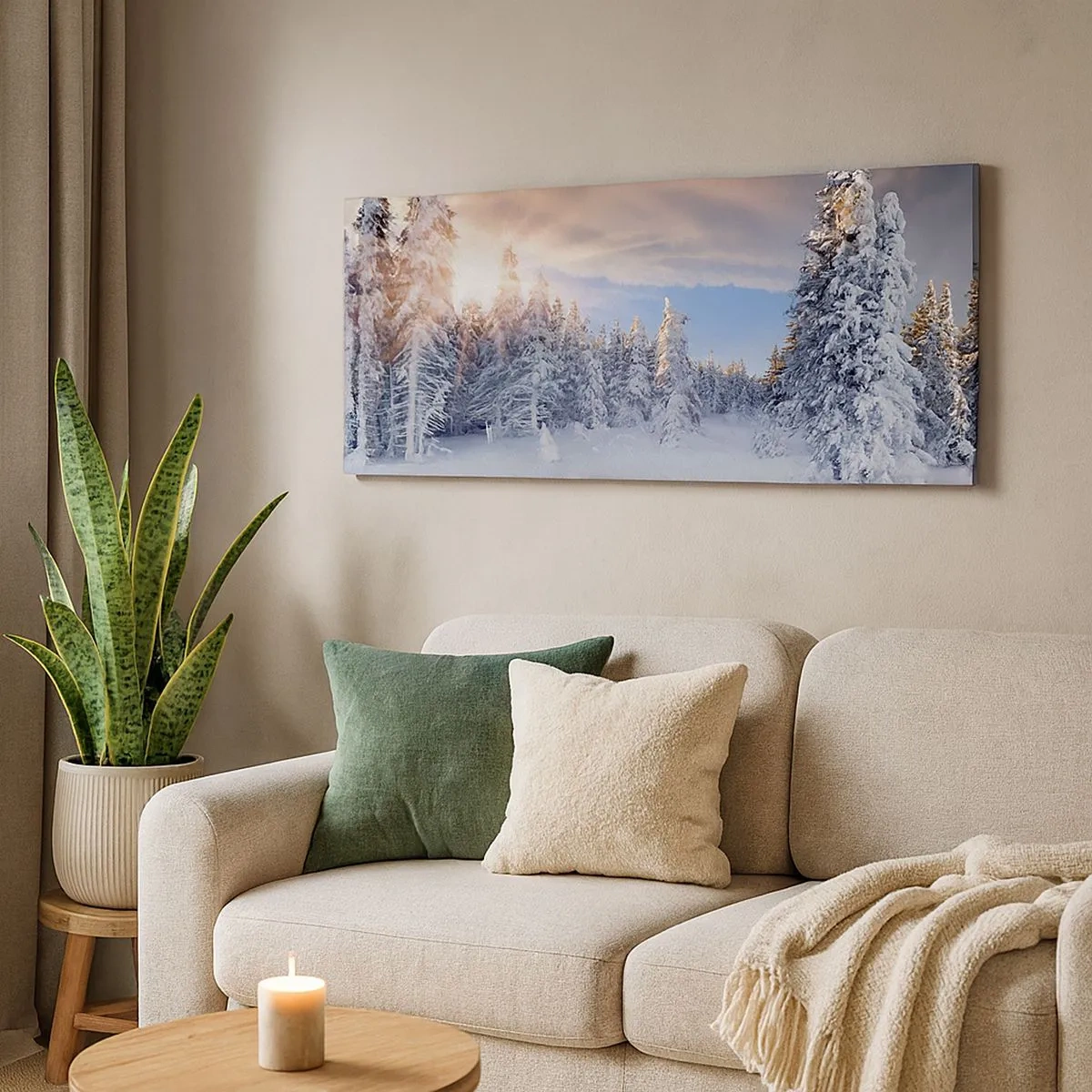Quadro su tela - Stampe su Tela - Spettacolo innevato della natura - 100x40 cm