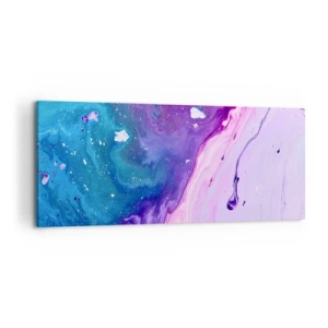 Quadro su tela - Stampe su Tela - Astrazione nei colori viola e turchese ispirata ai contrasti - 120x50cm - Yin e yang - Decorazione murale moderna per soggiorno e camera da letto ARTTOR