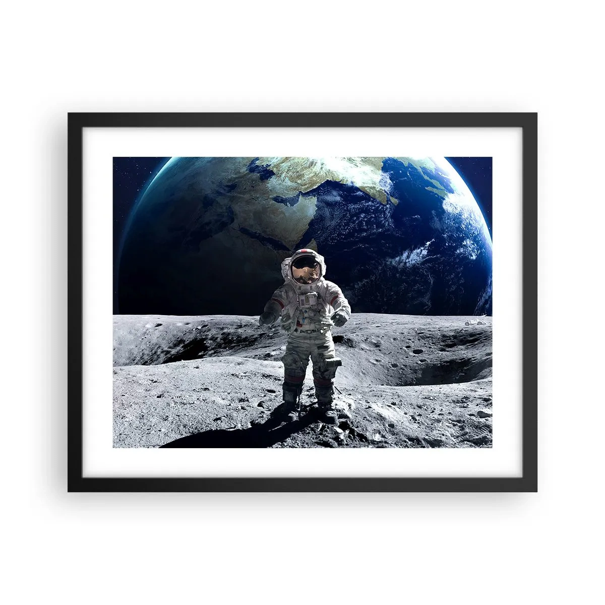 Poster in cornice nera - Saluti dalla luna - 50x40 cm