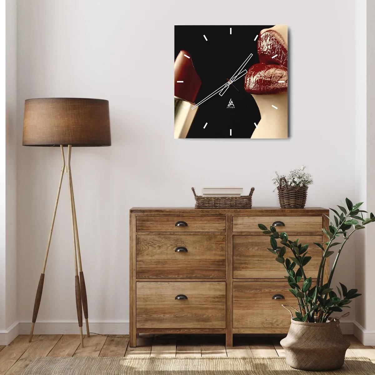 Orologio da parete - Orologio in Vetro - Sensualità e splendore del carminio - 40x40 cm