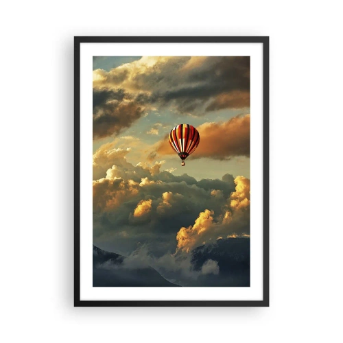 Poster in cornice nera - Un pallone tra le nuvole al tramonto - 50x70cm - Volo perché voglio - Decorazione murale moderna per soggiorno e camera da letto ARTTOR