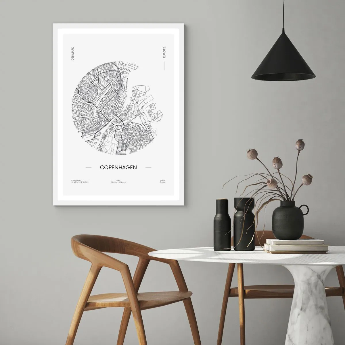 Poster in cornice bianca - Anatomia di Copenaghen - 61x91 cm