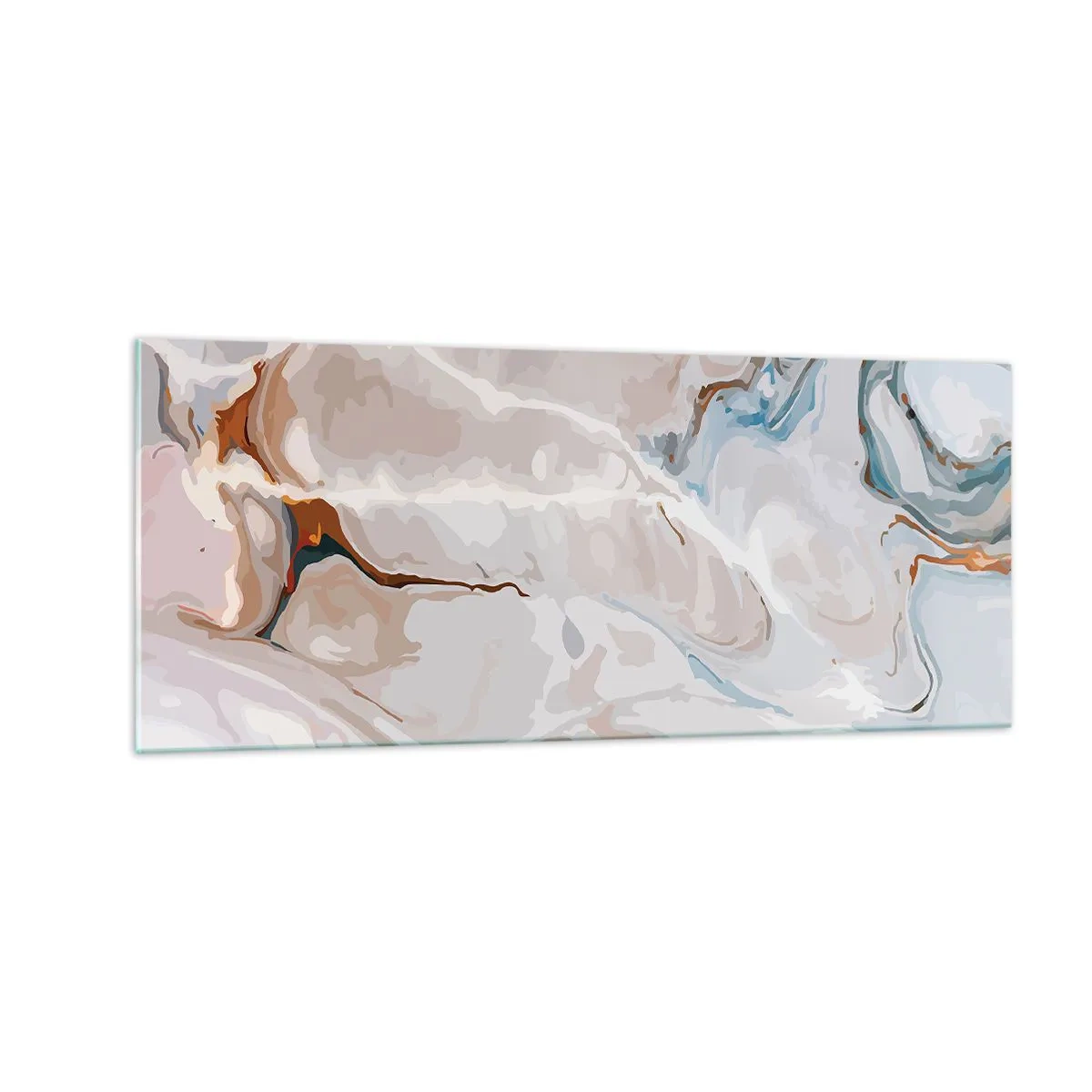 Quadro su vetro - Meandri blu sotto il bianco - 100x40 cm
