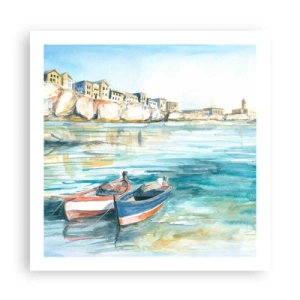 Poster - Paesaggio in azzurro - 60x60 cm