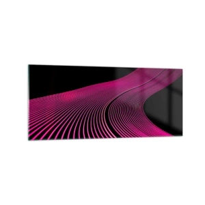 Quadro su vetro - Linee futuristiche nei toni del rosa su sfondo nero - 120x50cm - Il viale della luce - Decorazione murale moderna per soggiorno e camera da letto ARTTOR