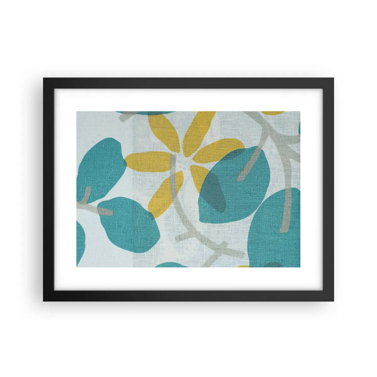 Poster in cornice nera - Tra le foglie azzurre - 40x30 cm