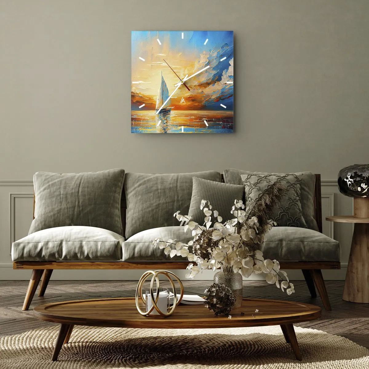 Orologio da parete - Orologio in Vetro - Navigando nell'oro - 40x40 cm