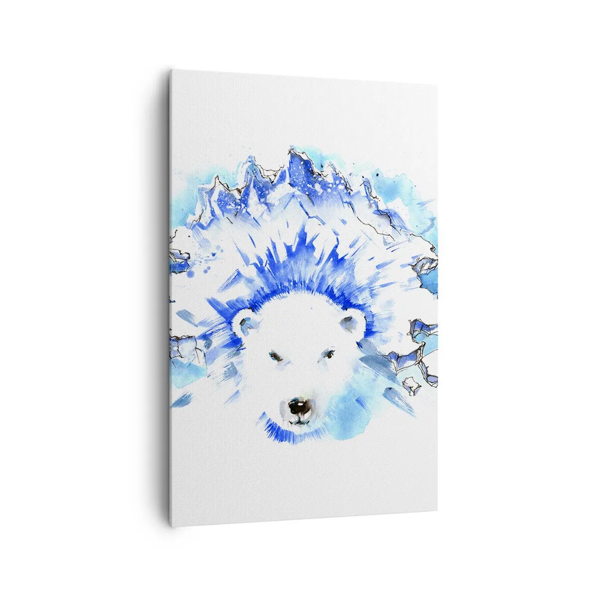 Quadro su tela - Stampe su Tela - Dipinto artistico ad acquerello di un orso polare con un motivo ghiacciato - 80x120cm - Il re dell'Artide con la corona di ghiaccio - Decorazione murale moderna per soggiorno e camera da letto ARTTOR
