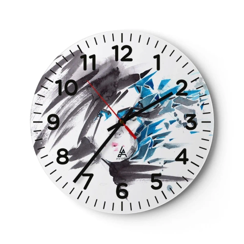 Orologio da parete - Orologio in Vetro - Ritratto di sensualità in grigio e azzurro - 40x40 cm