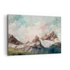 Quadro su tela - Stampe su Tela - Montagne pittoresche con cieli pastello - 120x80cm - Lame di roccia - Decorazione murale moderna per soggiorno e camera da letto ARTTOR