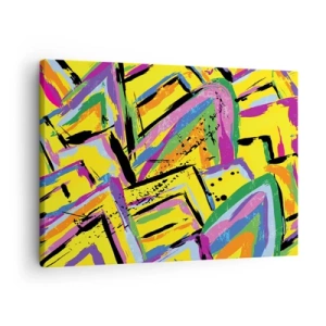 Quadro su tela - Stampe su Tela - Astrazione vivida in colori vivaci e forme dinamiche - 70x50cm - Grida di gioia - Decorazione murale moderna per soggiorno e camera da letto ARTTOR