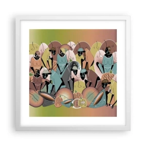 Poster in cornice bianca - Arriva la grande festa - 40x40 cm