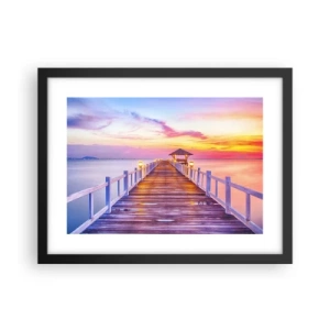 Poster in cornice nera - Silenzio della sera in lilla e oro - 40x30 cm