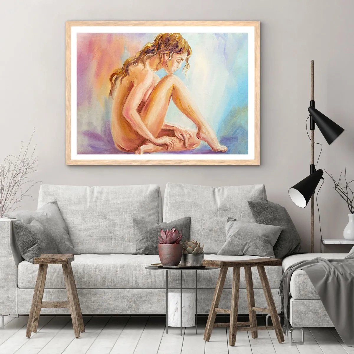 Poster in cornice rovere chiaro - Nudo di giovane - 91x61 cm