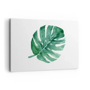 Quadro su tela - Stampe su Tela - Foglia di monstera verde in stile minimalista - 120x80cm - Concetto verde - Decorazione murale moderna per soggiorno e camera da letto ARTTOR