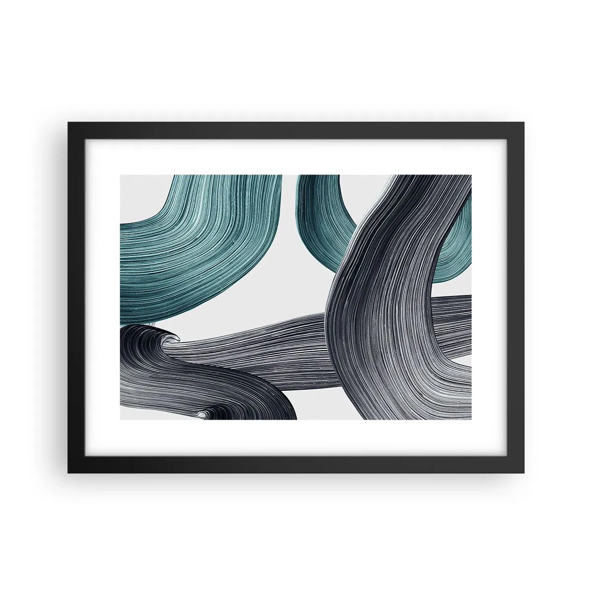 Poster in cornice nera - Tracce smeraldo e nero - 40x30 cm