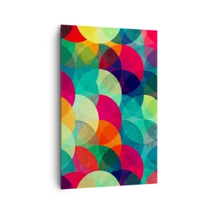 Quadro su tela - Stampe su Tela - Motivi geometrici colorati composti da cerchi e semicerchi - 80x120cm - Ascensione arcobaleno - Decorazione murale moderna per soggiorno e camera da letto ARTTOR