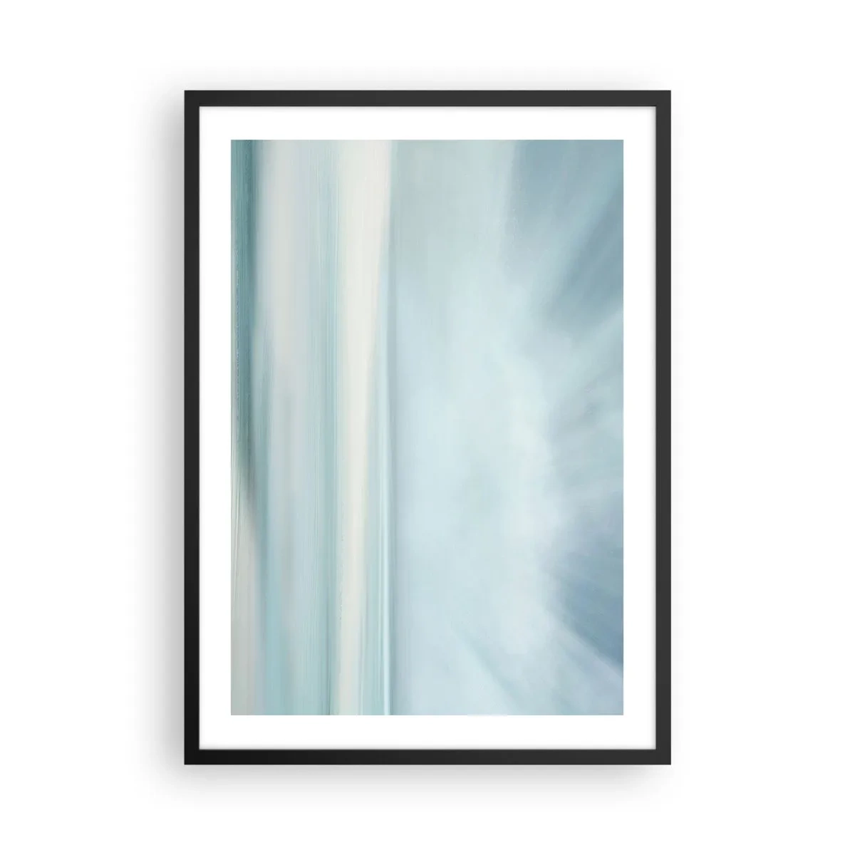 Poster in cornice nera - Sottile astrazione nelle tonalità del blu e del bianco - 50x70cm - Pace fino all'orizzonte - Decorazione murale moderna per soggiorno e camera da letto ARTTOR