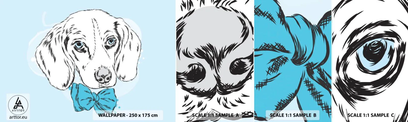 Campione Di Fotomurale Standard Eco - Eleganza canina - Astrazione, Cane, Per bambini - 100x30 cm