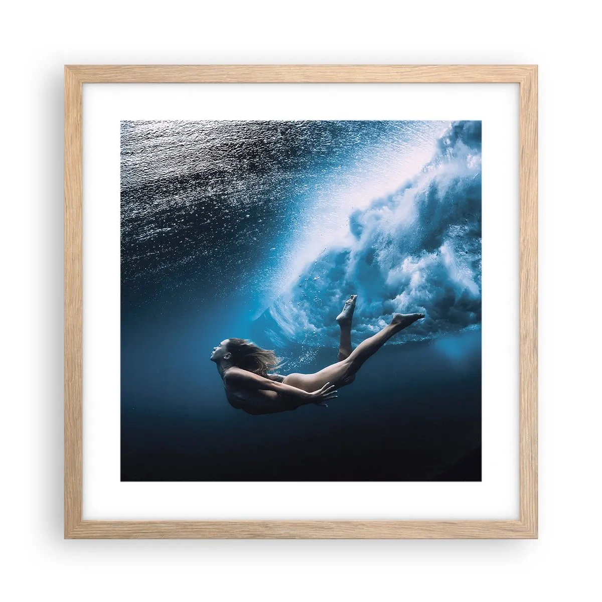 Poster in cornice rovere chiaro - Moderna sirena - 40x40 cm
