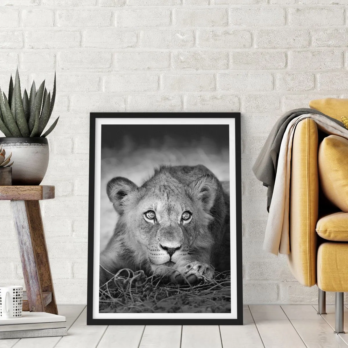Poster in cornice nera - Cucciolo reale - 70x100 cm