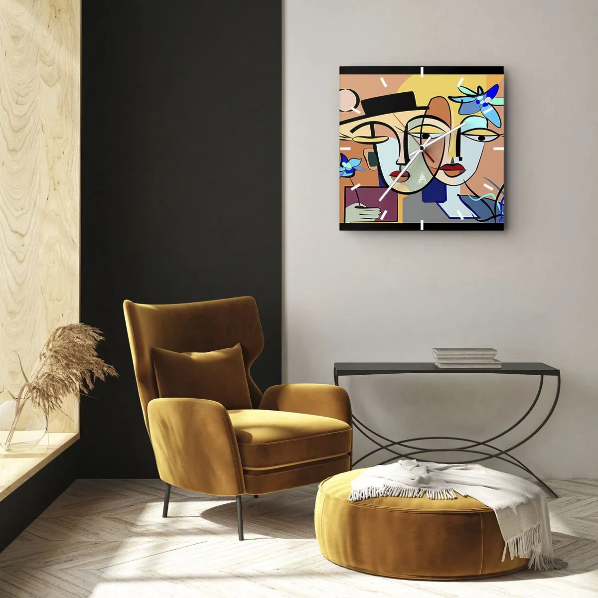 Orologio da parete - Orologio in Vetro - Appuntamento in stile Picasso - 40x40 cm