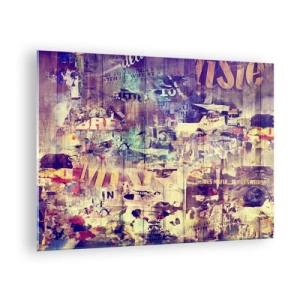 Quadro su vetro - Composizione astratta con texture urbane e graffiti - 70x50cm - E questo resterà - Decorazione murale moderna per soggiorno e camera da letto ARTTOR