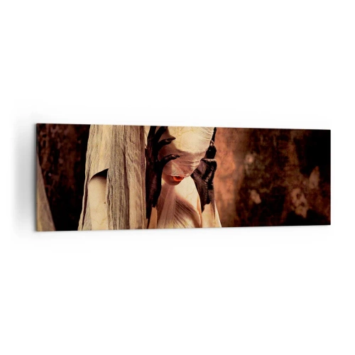Quadro su tela - Stampe su Tela - Una donna con un velo e uno stile misterioso su uno sfondo scuro - 160x50cm - Tra il bene e il male - Decorazione murale moderna per soggiorno e camera da letto ARTTOR