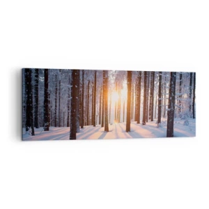Quadro su tela - Stampe su Tela - Foresta invernale illuminata dai raggi del sole - 140x50cm - Decisamente nero su bianco - Decorazione murale moderna per soggiorno e camera da letto ARTTOR