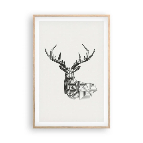 Poster in cornice rovere chiaro - Cervo in stile cubista - 61x91 cm