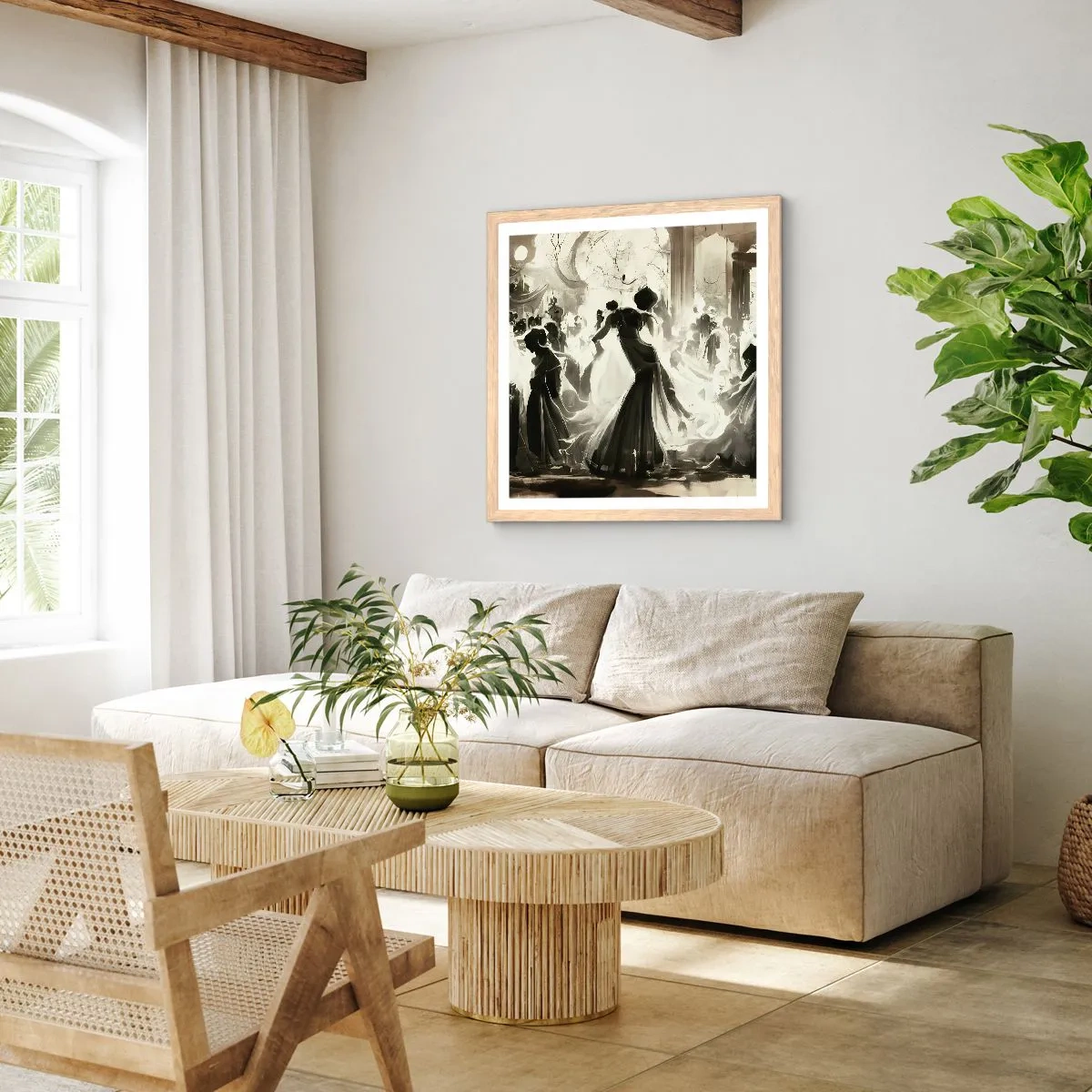 Poster in cornice rovere chiaro - Il gran ballo in maschera - 50x50 cm