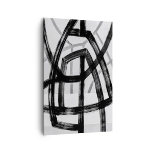 Quadro su tela - Stampe su Tela - Linee astratte in bianco e nero che si intersecano su uno sfondo chiaro - 80x120cm - Costruendo la profondità - Decorazione murale moderna per soggiorno e camera da letto ARTTOR