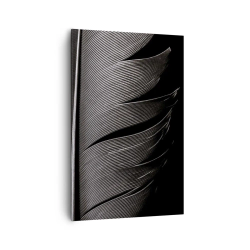 Quadro su tela - Stampe su Tela - Texture di piume bianche e nere in stile minimalista - 80x120cm - Piuma: struttura meravigliosa - Decorazione murale moderna per soggiorno e camera da letto ARTTOR