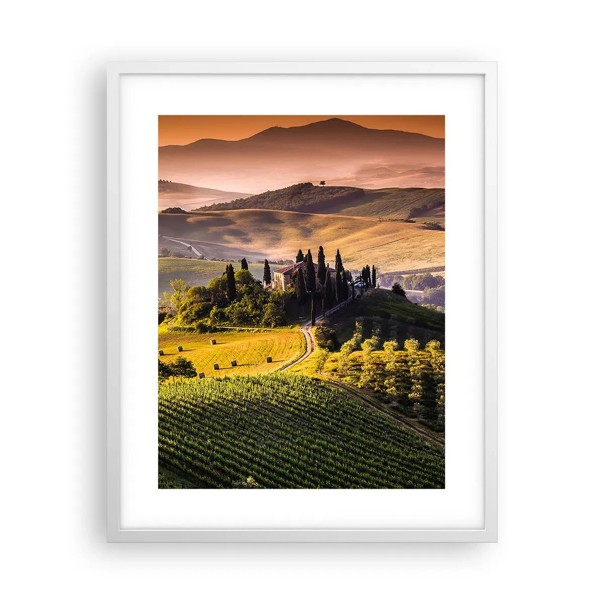 Poster in cornice bianca - Arcadia: paesaggio toscano - 40x50 cm