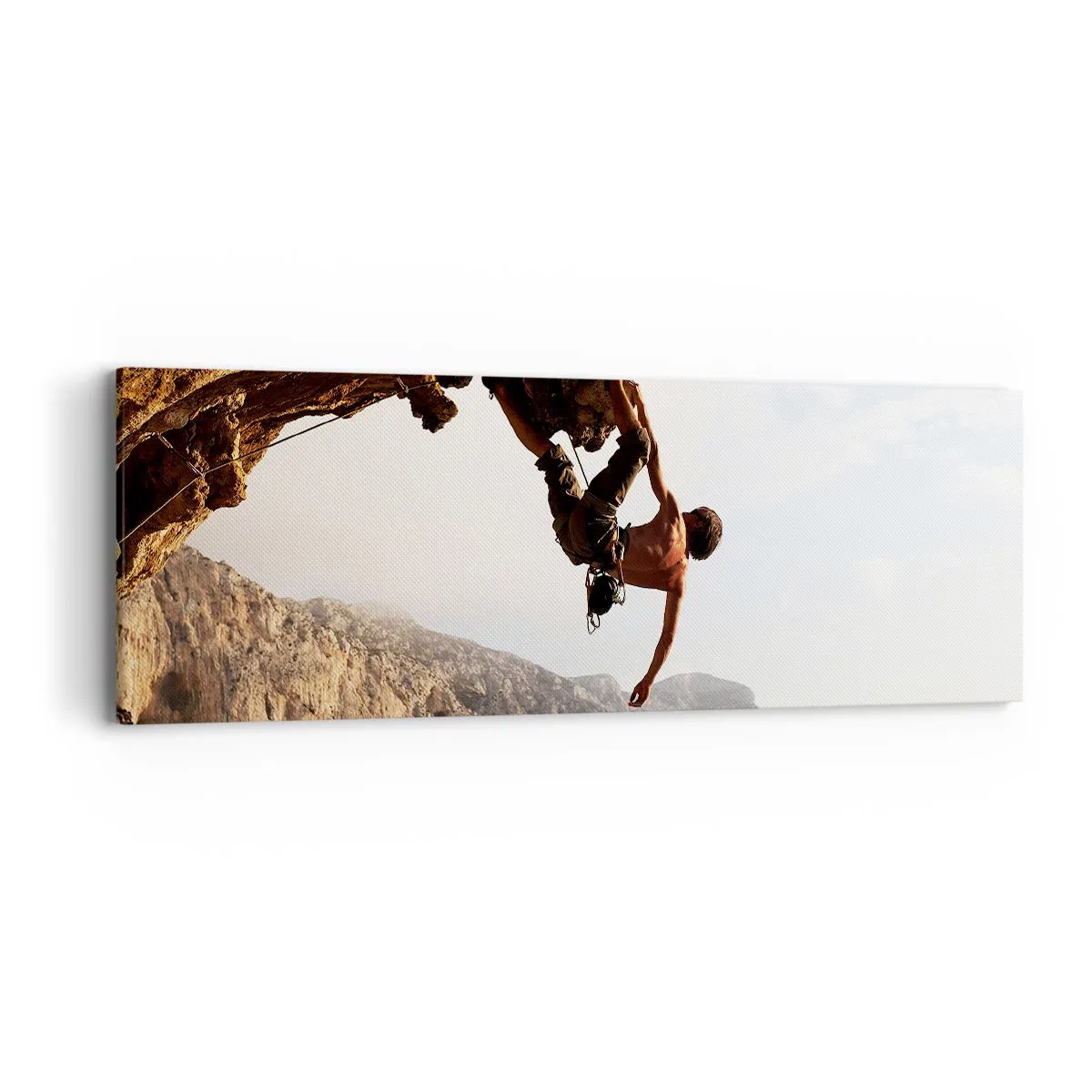 Quadro su tela - Stampe su Tela - Il mondo ristretto in una mano sul bordo del masso - 90x30 cm