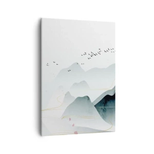 Quadro su tela - Stampe su Tela - Montagne astratte in tonalità pastello - 50x70cm - Oltre le cime - Decorazione murale moderna per soggiorno e camera da letto ARTTOR