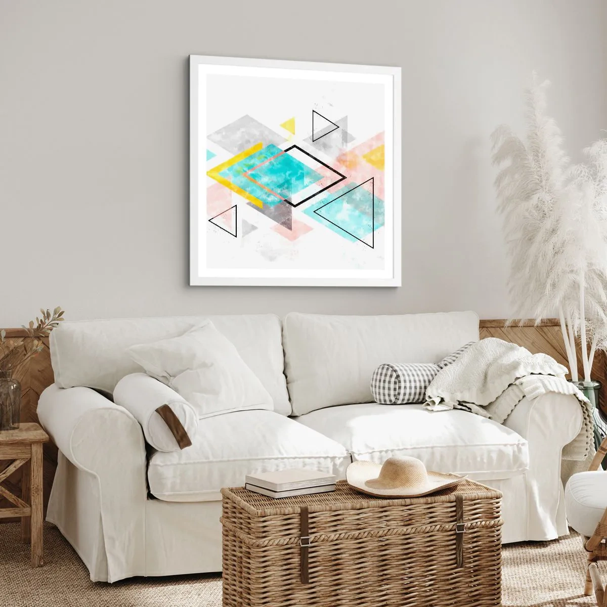 Poster in cornice bianca - Gioco geometrico - 60x60 cm