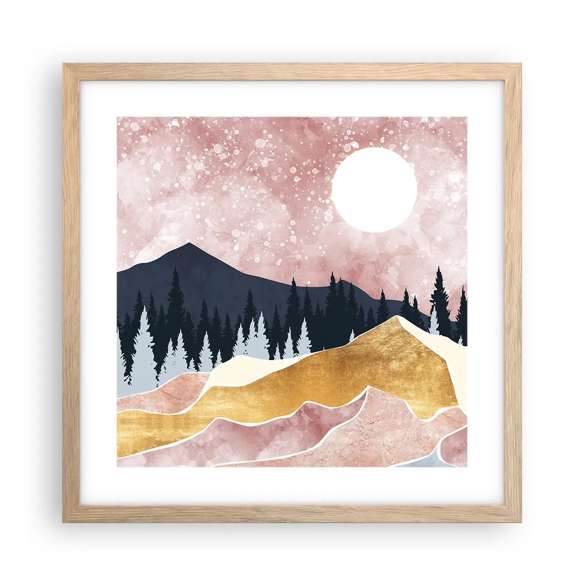 Poster in cornice rovere chiaro - Guardiano notturno - 40x40 cm