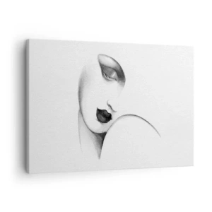 Quadro su tela - Stampe su Tela - Un sottile ritratto di una donna in stile monocromatico - 70x50cm - Nello stile di Lempicka - Decorazione murale moderna per soggiorno e camera da letto ARTTOR