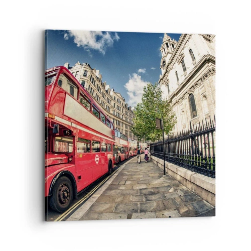 Quadro su tela - Stampe su Tela - Via di Londra in grigio e rosso - 70x70 cm