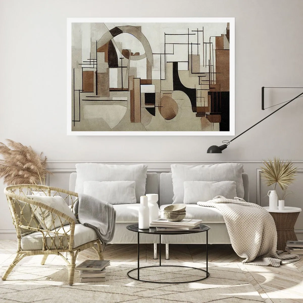 Poster - Astrazione architettonica in beige e marrone - 100x70cm - Paesaggio urbano 2.0 - Decorazione murale moderna per soggiorno e camera da letto ARTTOR