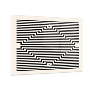 Quadro su vetro - Un affascinante motivo di linee bianche e nere che creano un'illusione - 70x50cm - Illusione geometrica - Decorazione murale moderna per soggiorno e camera da letto ARTTOR
