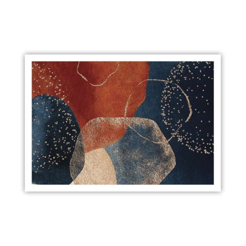 Poster - Forme astratte nelle tonalità del rosso e del blu - 100x70cm - La leggerezza dell'essere - Decorazione murale moderna per soggiorno e camera da letto ARTTOR
