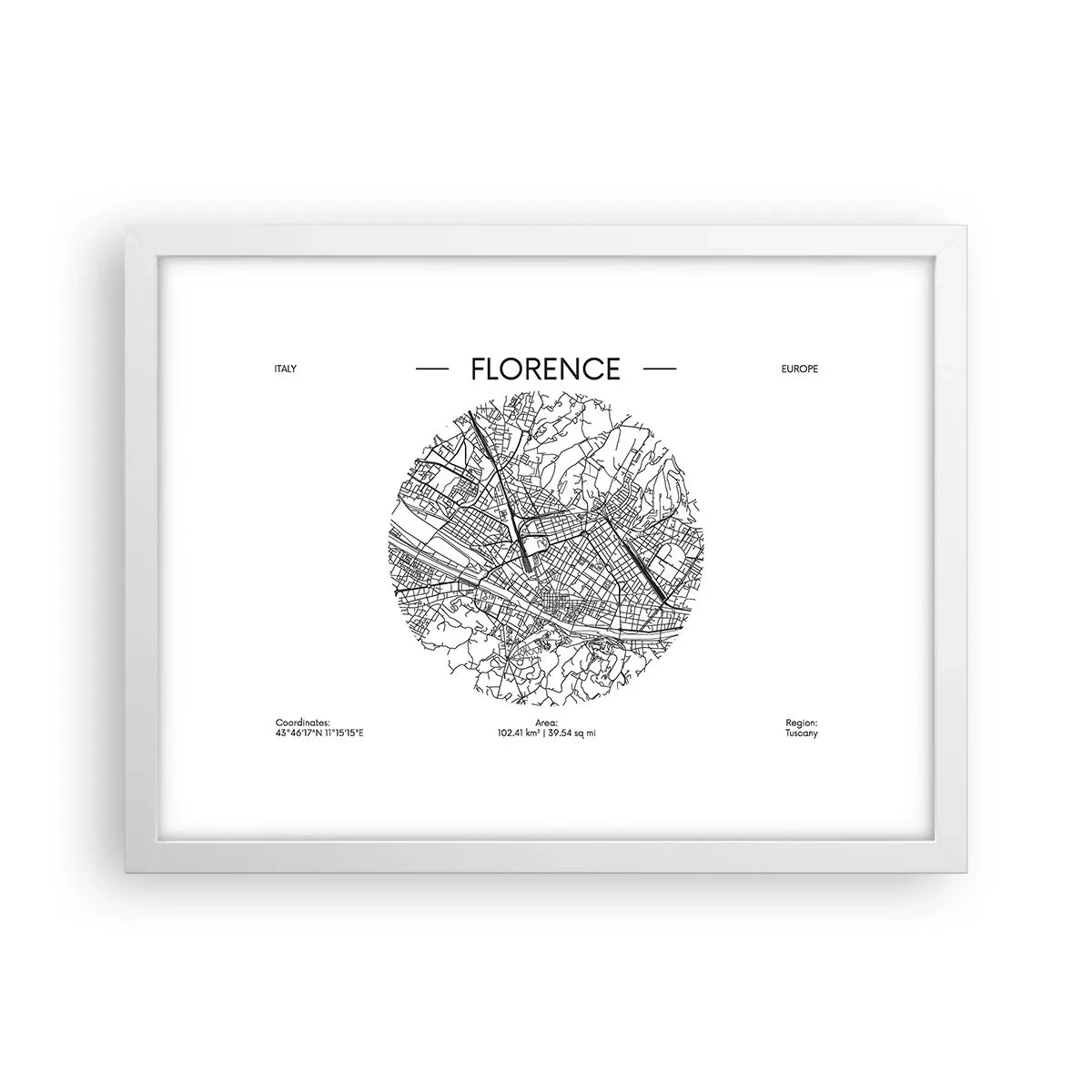 Poster in cornice bianca - Anatomia di Firenze - 40x30 cm