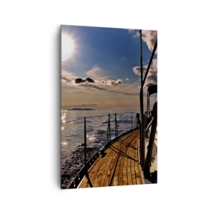 Quadro su tela - Stampe su Tela - Una crociera in yacht sul mare al tramonto - 80x120cm - A vele spiegate verso il sole - Decorazione murale moderna per soggiorno e camera da letto ARTTOR